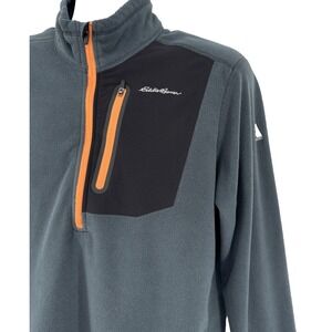 Eddie Bauer First Ascent Fleece Jacket Men's M Gray 1/4 Zip Pullover